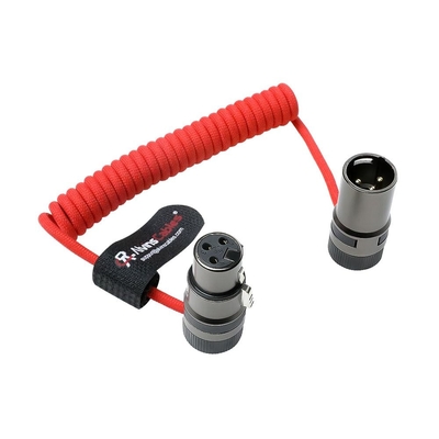 Alvin's Cables Rotatable Low-Profile XLR 3 Pin Male to Female Ultra-Flexible Coiled Cable, Aramid-Reinforced for Sony|Canon|Blackmagic Pro Cameras & Studio Audio(Red)