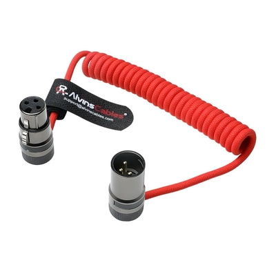 Alvin's Cables Rotatable Low-Profile XLR 3 Pin Male to Female Ultra-Flexible Coiled Cable, Aramid-Reinforced for Sony|Canon|Blackmagic Pro Cameras & Studio Audio(Red)