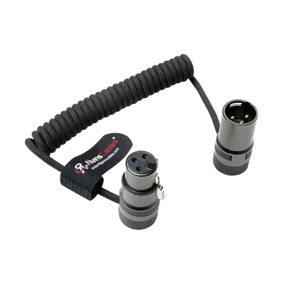 Alvin's Cables Rotatable Low-Profile XLR 3 Pin Male to Female Ultra-Flexible Coiled Cable, Aramid-Reinforced for Sony|Canon|Blackmagic Pro Cameras & Studio Audio(Black)