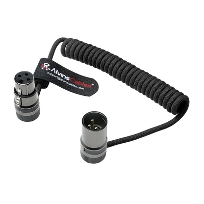 Alvin's Cables Rotatable Low-Profile XLR 3 Pin Male to Female Ultra-Flexible Coiled Cable, Aramid-Reinforced for Sony|Canon|Blackmagic Pro Cameras & Studio Audio(Black)