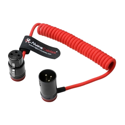 Alvin's Cables Low-Profile XLR 3 Pin Male to Female Ultra-Flexible Coiled Cable, Aramid-Reinforced for Sony|Canon|Blackmagic Pro Cameras & Studio Audio(Red)