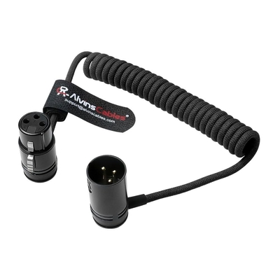 Alvin's Cables Low-Profile XLR 3 Pin Male to Female Ultra-Flexible Coiled Cable, Aramid-Reinforced for Sony|Canon|Blackmagic Pro Cameras & Studio Audio(Black)