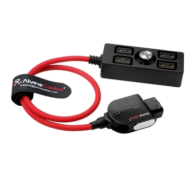 Alvin's Cables Smart D-tap Power Splitter Cable, Smart Dtap Male to 4 Port DTap Female Splitter Hub Braided Power Cable for ARRI RED Teradek SmallHD SmallRig V-Mount|Gold-Mount Battery 40cm/15.7inches