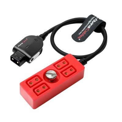 Alvin's Cables Smart D-tap Power Splitter Cable, Dtap Male to 4 Port DTap Female Splitter Hub Ultra Soft Power Cable for ARRI RED Teradek SmallHD SmallRig V-Mount Battery 40cm/15.7in Red