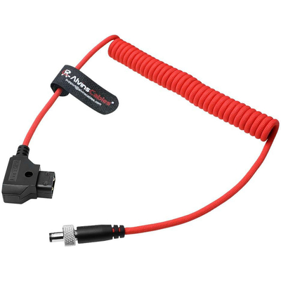 Alvin's Cables Atomos Ninja V D-tap Power Cable, 1.6-4ft Dtap to Locking DC 2.1 Coiled Cable for Blackmagic Video Assist, for Hollyland Mars 400S, Ultra Flexible