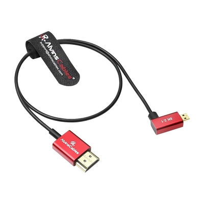 Alvin's Cables 8K 2.1 Micro HDMI Right Angle to HDMI Ultra-Thin Coiled Cable for Atomos Ninja V, 8K@60Hz 4K@120Hz High-Speed HDMI Cable for Sony A7RIII A7II A7M3, for Canon R5 M6, 45cm|18in