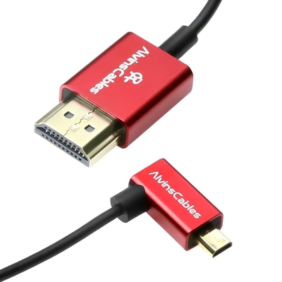 Alvin's Cables 8K 2.1 Micro HDMI Right Angle to HDMI Ultra-Thin Coiled Cable for Atomos Ninja V, 8K@60Hz 4K@120Hz High-Speed HDMI Cable for Sony A7RIII A7II A7M3, for Canon R5 M6, 45cm|18in