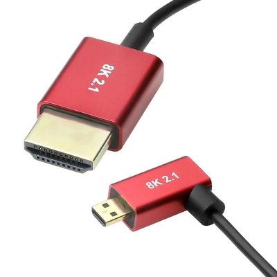 Alvin's Cables 8K 2.1 Micro HDMI Right Angle to HDMI Ultra-Thin Coiled Cable for Atomos Ninja V, 8K@60Hz 4K@120Hz High-Speed HDMI Cable for Sony A7RIII A7II A7M3, for Canon R5 M6, 45cm|18in