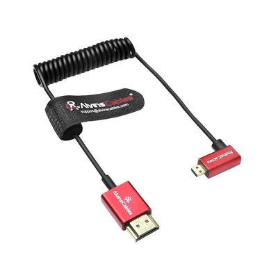 Alvin's Cables 8K 2.1 Ultra-Thin Left Angle Micro HDMI to HDMI Coiled Cable for Atomos Ninja V, 8K@60Hz 4K@120Hz High-Speed HDMI Cable for Sony A7RIII A7II A7M3, for Canon R5 M6