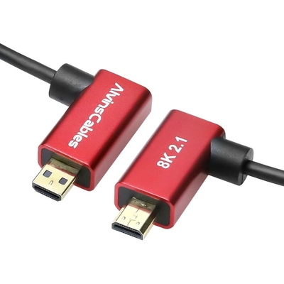 Alvin's Cables 8K 2.1 Ultra-Thin Left Angle Micro HDMI to HDMI Coiled Cable for Atomos Ninja V, 8K@60Hz 4K@120Hz High-Speed HDMI Cable for Sony A7RIII A7II A7M3, for Canon R5 M6