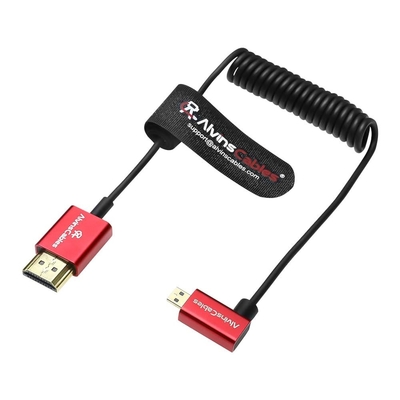 Alvin's Cables 8K 2.1 Ultra-Thin Left Angle Micro HDMI to HDMI Coiled Cable for Atomos Ninja V, 8K@60Hz 4K@120Hz High-Speed HDMI Cable for Sony A7RIII A7II A7M3, for Canon R5 M6