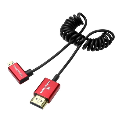Alvin's Cables 8K 2.1 Ultra-Thin Left Angle Micro HDMI to HDMI Coiled Cable for Atomos Ninja V, 8K@60Hz 4K@120Hz High-Speed HDMI Cable for Sony A7RIII A7II A7M3, for Canon R5 M6