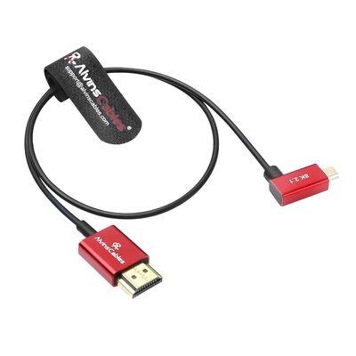 Alvin's Cables 8K 2.1 Ultra-Thin Left Angle Micro HDMI to HDMI Cable for Atomos Ninja V, 8K@60Hz 4K@120Hz High-Speed HDMI Cable for Sony A7RIII A7II A7M3, for Canon R5 M6, 45cm|18in