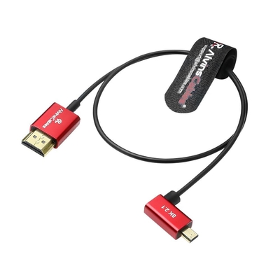 Alvin's Cables 8K 2.1 Ultra-Thin Left Angle Micro HDMI to HDMI Cable for Atomos Ninja V, 8K@60Hz 4K@120Hz High-Speed HDMI Cable for Sony A7RIII A7II A7M3, for Canon R5 M6, 45cm|18in