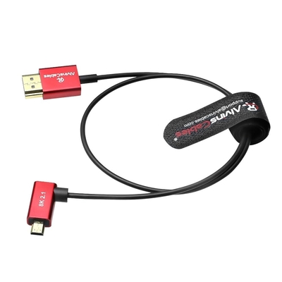 Alvin's Cables 8K 2.1 Ultra-Thin Left Angle Micro HDMI to HDMI Cable for Atomos Ninja V, 8K@60Hz 4K@120Hz High-Speed HDMI Cable for Sony A7RIII A7II A7M3, for Canon R5 M6, 45cm|18in