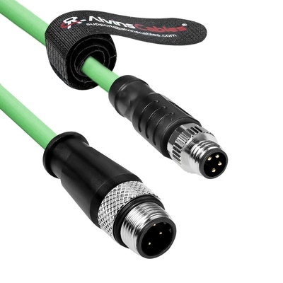 Alvin's Cables M8 A-Code 4 Pin Male to M12 D-Code 4 Pin Male Ethernet Cable High-Flex Shielded Cat6a for Beckhoff ZK1090-3161, PROFINET, EtherCAT, Industrial Automation, Robotics 3.3ft/1m