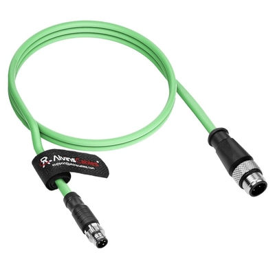 Alvin's Cables M8 A-Code 4 Pin Male to M12 D-Code 4 Pin Male Ethernet Cable High-Flex Shielded Cat6a for Beckhoff ZK1090-3161, PROFINET, EtherCAT, Industrial Automation, Robotics 6.6ft/2m