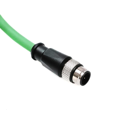Alvin's Cables M12 D-Code 4 Pin Male to M12 D-Code 4 Pin Male Ethernet Cable for Keyence Baumer Sick Camera, High-Flex Cat6a Cable for Industrial Automation, EtherCAT/PROFINET 6.6ft/2m Green