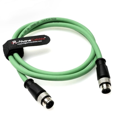 Alvin's Cables M12 D-Code 4 Pin Male to M12 D-Code 4 Pin Male Ethernet Cable for Keyence Baumer Sick Camera, High-Flex Cat6a Cable for Industrial Automation, EtherCAT/PROFINET 6.6ft/2m Green