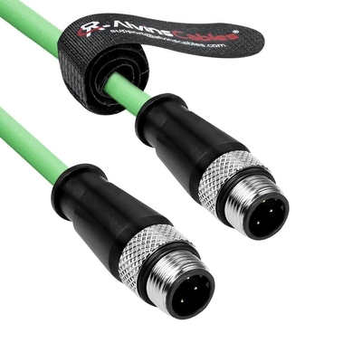 Alvin's Cables M12 D-Code 4 Pin Male to M12 D-Code 4 Pin Male Ethernet Cable for Keyence Baumer Sick Camera, High-Flex Cat6a Cable for Industrial Automation, EtherCAT/PROFINET 6.6ft/2m Green