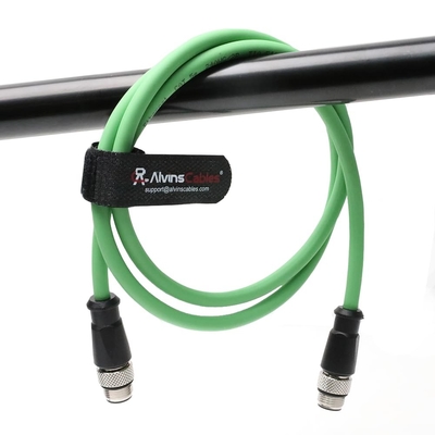 Alvin's Cables M12 D-Code 4 Pin Male to M12 D-Code 4 Pin Male Ethernet Cable for Keyence Baumer Sick Camera, High-Flex Cat6a Cable for Industrial Automation, EtherCAT/PROFINET 9.84ft/3m Green
