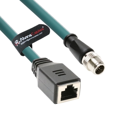 Alvin's Cables M12 X-Code 8 Pin Male to RJ45 Female Ethernet Cable for Cognex Keyence Camera, RJ45 Female Socket High-Flex Cat6a Cable for Industrial Automation,Robotics 26.2ft/8m Green