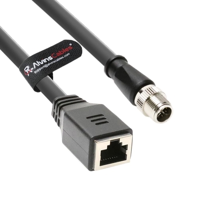Alvin's Cables M12 X-Code 8 Pin Male to RJ45 Female Ethernet Cable for Cognex Keyence Camera, RJ45 Female Socket High-Flex Cat6a Cable for Industrial Automation, Fieldbus Module, Robotics 3.3ft/1m