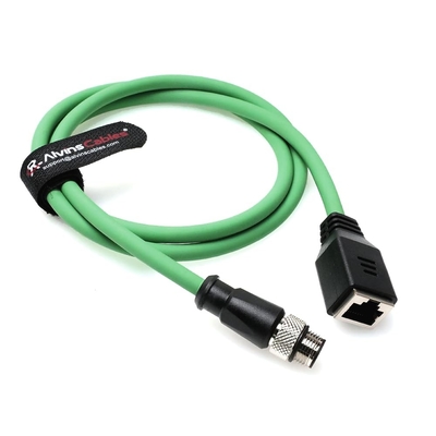 Alvin's Cables M12 D-Code 4 Pin Male to RJ45 Female Ethernet Cable for Industrial Camera Sensor, RJ45 Female Socket High-Flex Cat6a Cable for Automation Application 26.2ft/8m Green