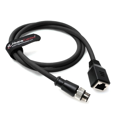 Alvin's Cables M12 D-Code 4 Pin Male to RJ45 Female Ethernet Cable for Industrial Camera Sensor, RJ45 Female Socket High-Flex Cat6a Cable for Automation Application 3.3ft/1m