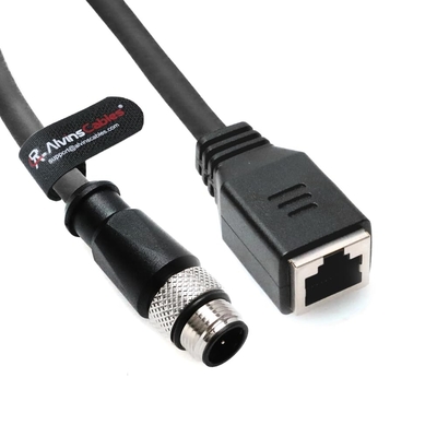 Alvin's Cables M12 D-Code 4 Pin Male to RJ45 Female Ethernet Cable for Industrial Camera Sensor, RJ45 Female Socket High-Flex Cat6a Cable for Automation Application 26.2ft/8m