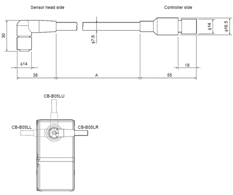 Alvin's Cables Keyence CB-B05LU Extension Cable with L-Shaped Connector 0.5m| 1.6ft, Right Angle 20 Pin Male to Female Sensor Head to Controller Cable for Keyence LJ-X8000 LJ-V7000 XG-X Series