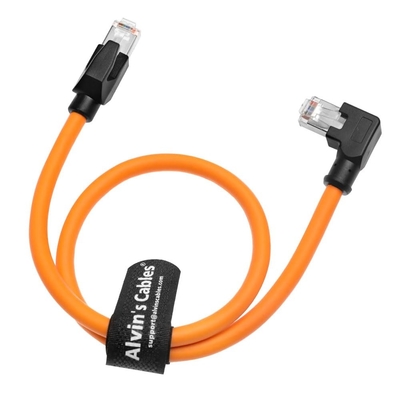 Alvin's Cable Profinet Cat6 Shielded Ethernet Cable Left Angle High Flex Gold Plated 60cm Orange for PLC Robotics