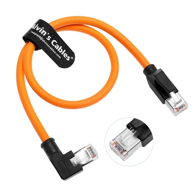 Alvin's Cable Profinet Cat6 Shielded Ethernet Cable Left Angle High Flex Gold Plated 60cm Orange for PLC Robotics