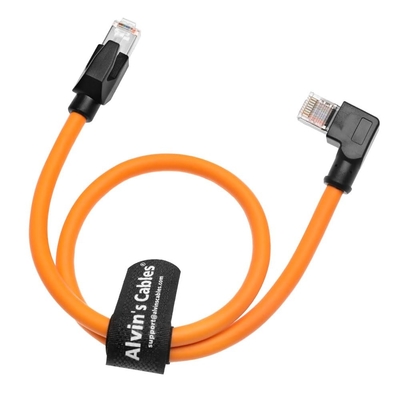Alvin's Cables CAT6A Shielded Right Angle RJ45 Cable 2m Orange for PLC Robotics