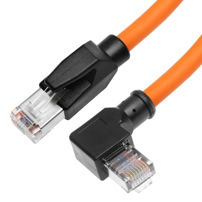 Alvin's Cables CAT6A Shielded Right Angle RJ45 Cable 2m Orange for PLC Robotics