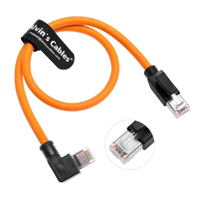 Alvin's Cables CAT6A Shielded Right Angle RJ45 Cable 2m Orange for PLC Robotics