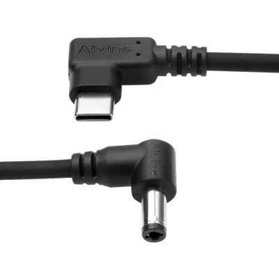 Alvin's Cables Right Angle USB-C Type-C PD to DC Power Cable PD Charging Cable for Blackmagic Video Assist Monitor 30CM/11.8 inches