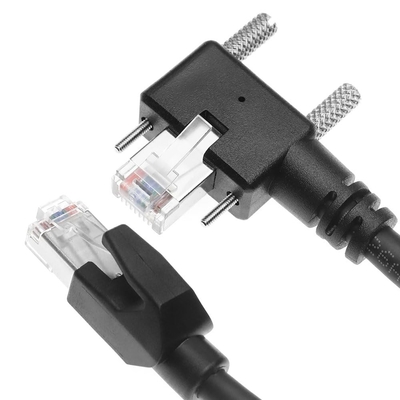 Alvin's GigE Vision Cable CAT6a Shielded 3.3ft Left Angle Vertical RJ45 Screw Lock