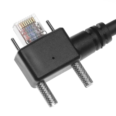 Alvin's GigE Vision Cable CAT6a Shielded 3.3ft Left Angle Vertical RJ45 Screw Lock