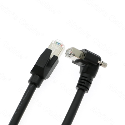 Alvin's Cables CAT6a GigE Vision Cable 3m Shielded Screw Lock Up Angle RJ45