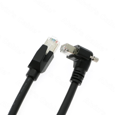 Alvin's Cables CAT6a GigE Vision Cable 10m Shielded Screw Lock Up Angle RJ45