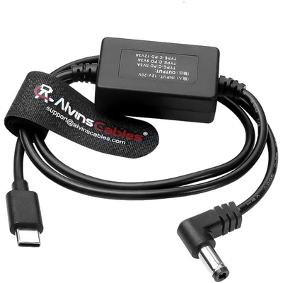 Alvin's Right Angle DC to USB C PD Cable for Canon Sony Nikon Cameras 24in