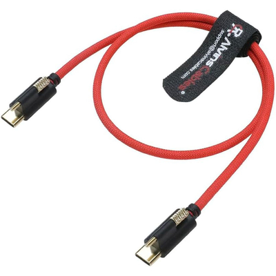 Alvin's Red Locking USB C Cable for Blackmagic 6K 12K 20in 10Gbps