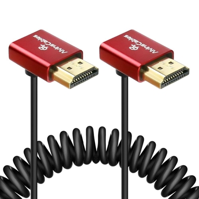 Alvin's 8K HDMI 2.1 Cable Ultra Thin 2.4mm Coiled, Up Angle
