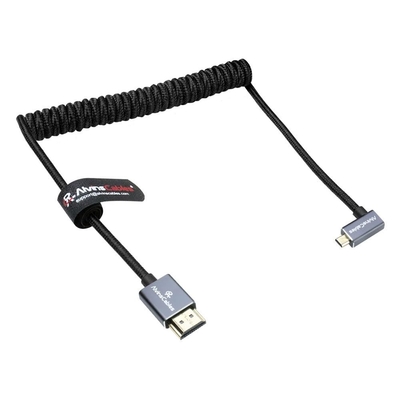 Alvin's 8K Right Angle Micro HDMI Cable Coiled 48Gbps