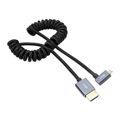 Alvin's 8K Right Angle Micro HDMI Cable Coiled 48Gbps
