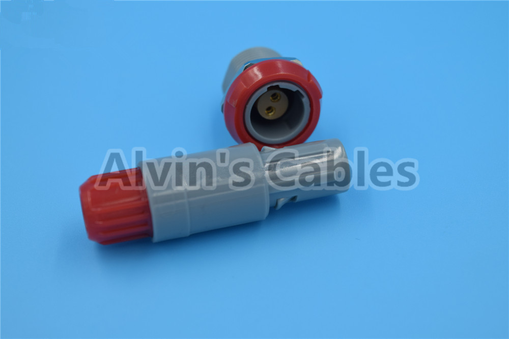 LEMO 2 Pin Connectors Pin Pin 1P PAA / PLA Plastic Plug In Pin Socket 40 Degree Dual Positioning