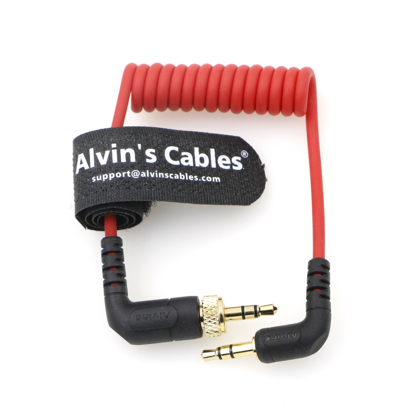 Alvin's Cables Locking 3.5mm TRS to 3.5mm TRS Audio Cable for Sennheiser Deity TC-1 Right Angle TRS Coiled Cable for DSL