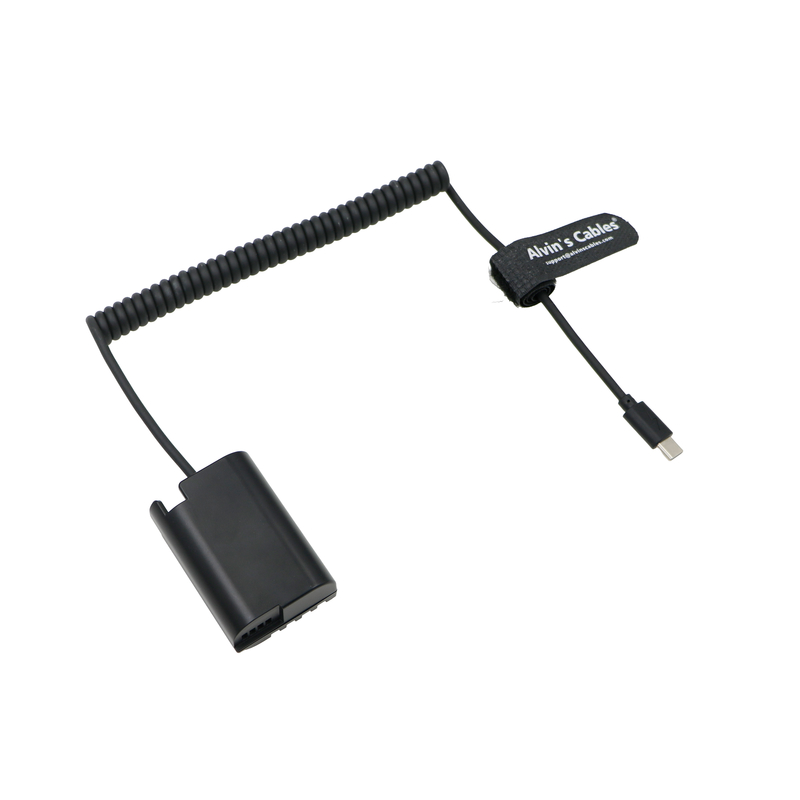Alvin’s Cables USB-C Type-C To DMW-DCC17 BLK22 Dummy Battery Power Adapter Coiled Cable For Panasonic Lumix S5 S5II S5K