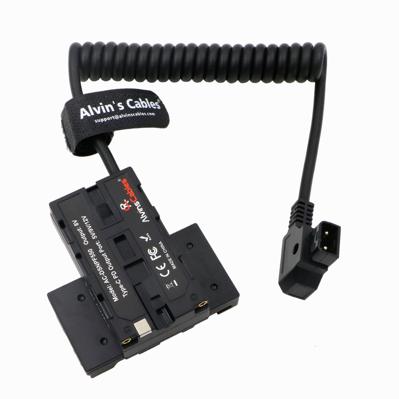 Alvin’s Cables D-Tap To Dual-Sided Cross-Shaped NP-F Dummy Battery With USB-C PD Power Cable For Atomos Small HD Monitor